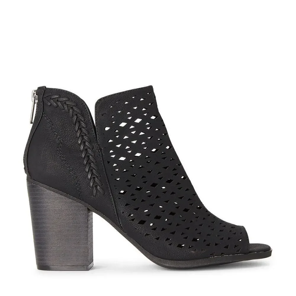 New INDIGO RD. Women's Perforated Faux Suede Peep Toe Ankle Booties